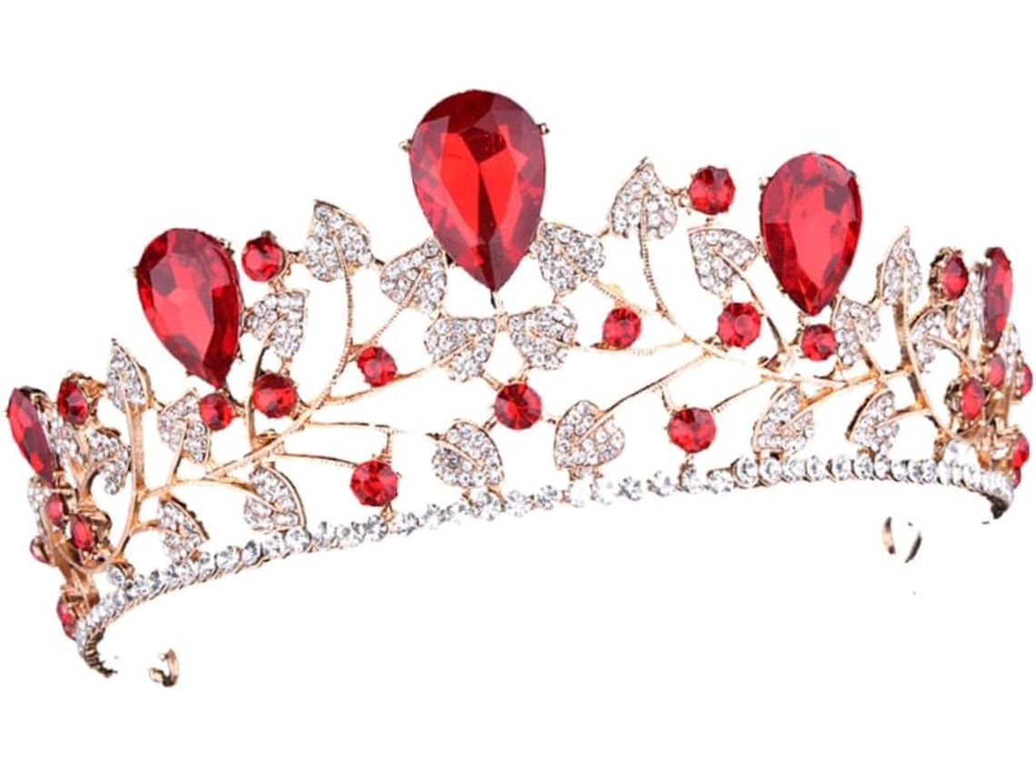 Coroa De Casamento Vermelha Com Acessório Elegante E Exclusivo Para Noivados E Festas.
