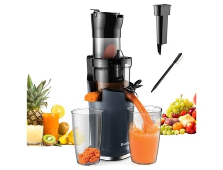 Centrífuga De Pressão Fria Com Funil De 78mm/3.07in Motor Potente De 200w E 40 65rpm Máquina De Suco Lenta E De Baixo Ruído Biolomix