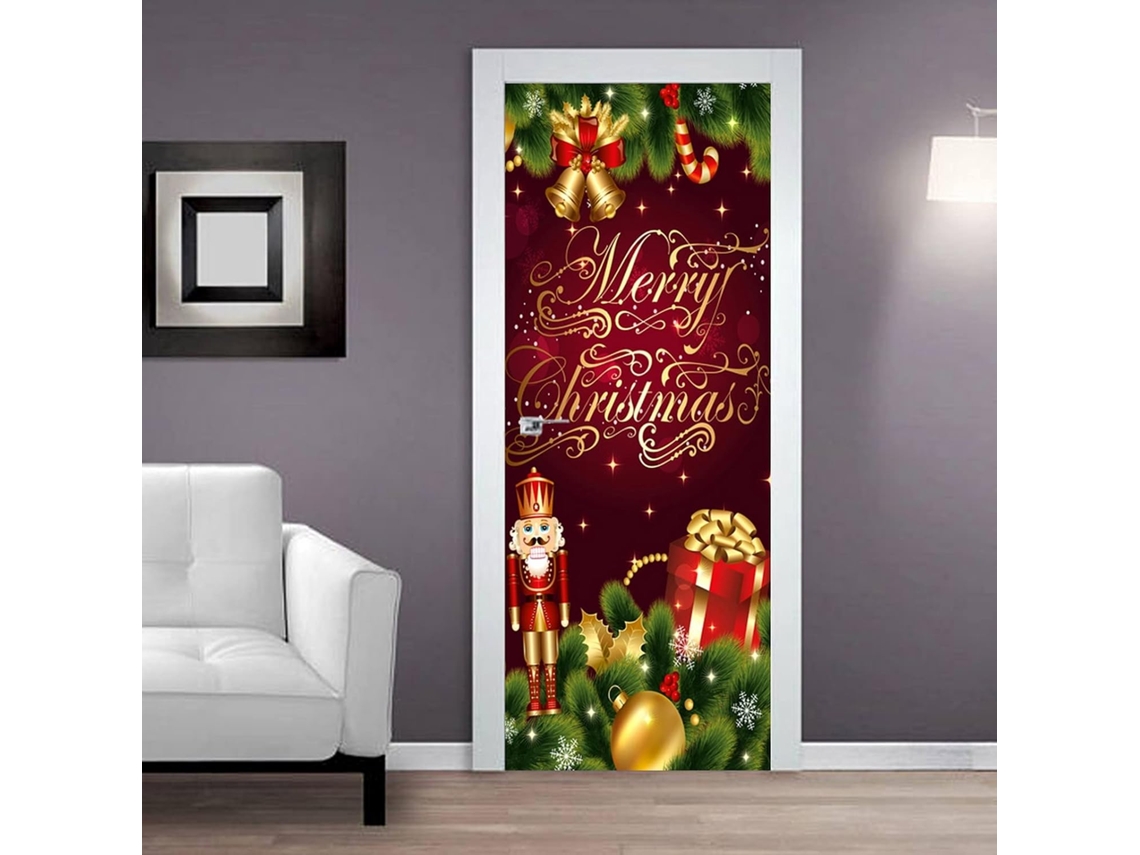 Adesivo 3d Para Portas Internas Fundo De Natal Aquaforge (77 X 200 Cm)