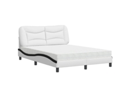 Cama com Colchão Hvar 140x190 Cm Couro Artificial PRETO e BRANCO MAISON EXCLUSIVE