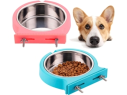 Conjunto de 2 Comedouros para Gaiola de Cachorro, Tigelas Removíveis de Aço Inoxidável para Água e Comida, Copos para Coelhos, Gatos AQUAFORGE