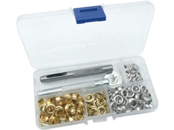 Kit Com 100 Ilhós De Metal E Ferramentas Para Artesanato Em Roupas