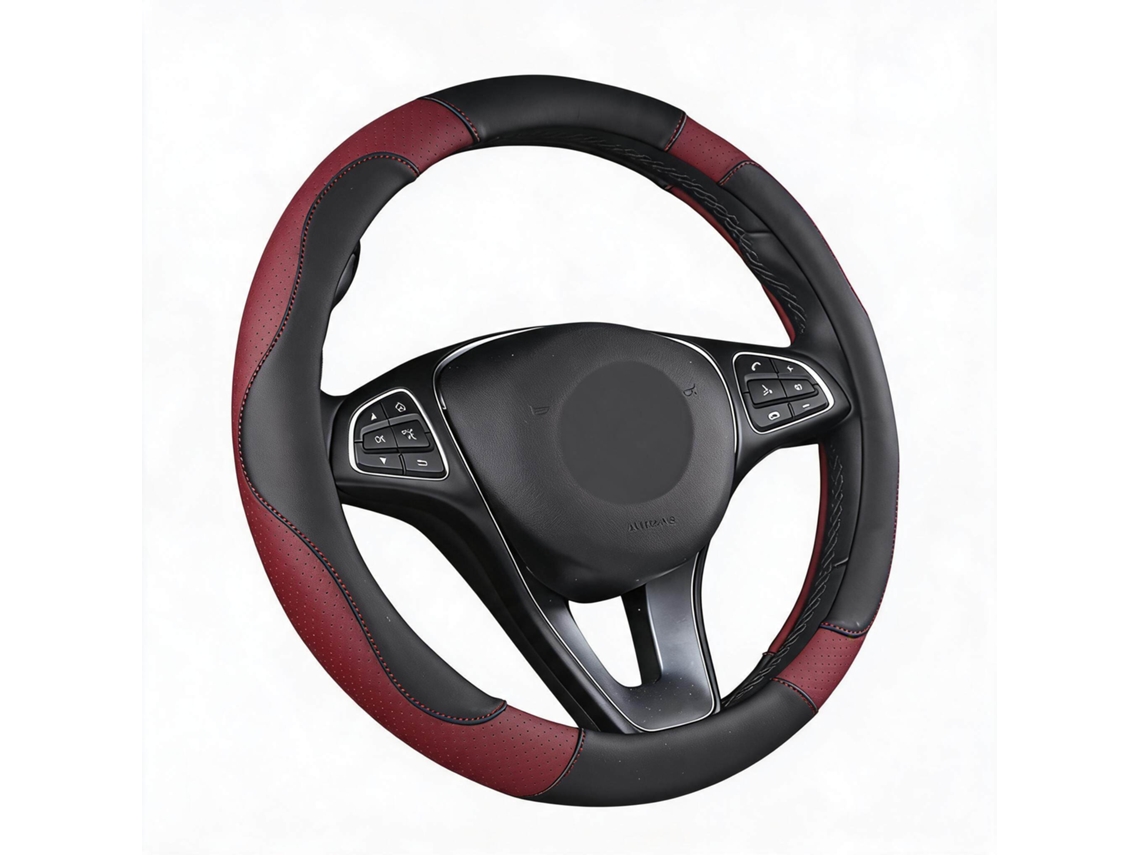Capa Universal para Volante de Carro HENTEN HOME para Diâmetro de 38 Cm Respirável e Antiderrapante (vinho Tinto)