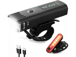 Conjunto De Luzes De Bicicleta Usb-c Com Sensor Automático, 4 Modos E Design À Prova D'água Ipx6 (preto)