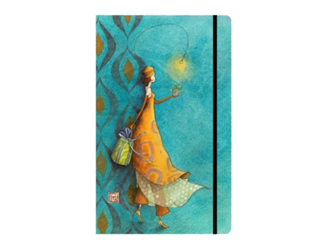 Caderno A5 pautado capa dura 96fl aguarela com elástico La Joie Doffrir 21267