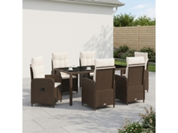 Vidaxl Conjunto De Jantar Para Exterior 7 Unid. Marrom E Branco Creme