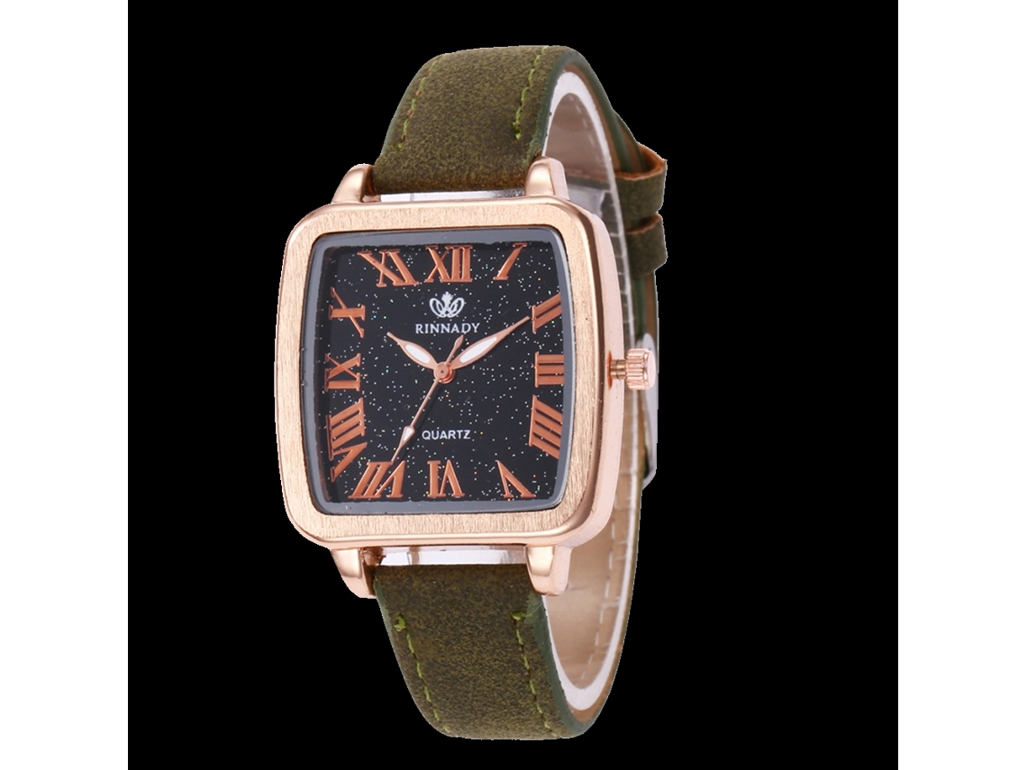 Reloj De Cuarzo Con Dial Cuadrado Moda Unisex Army Green Regalo
