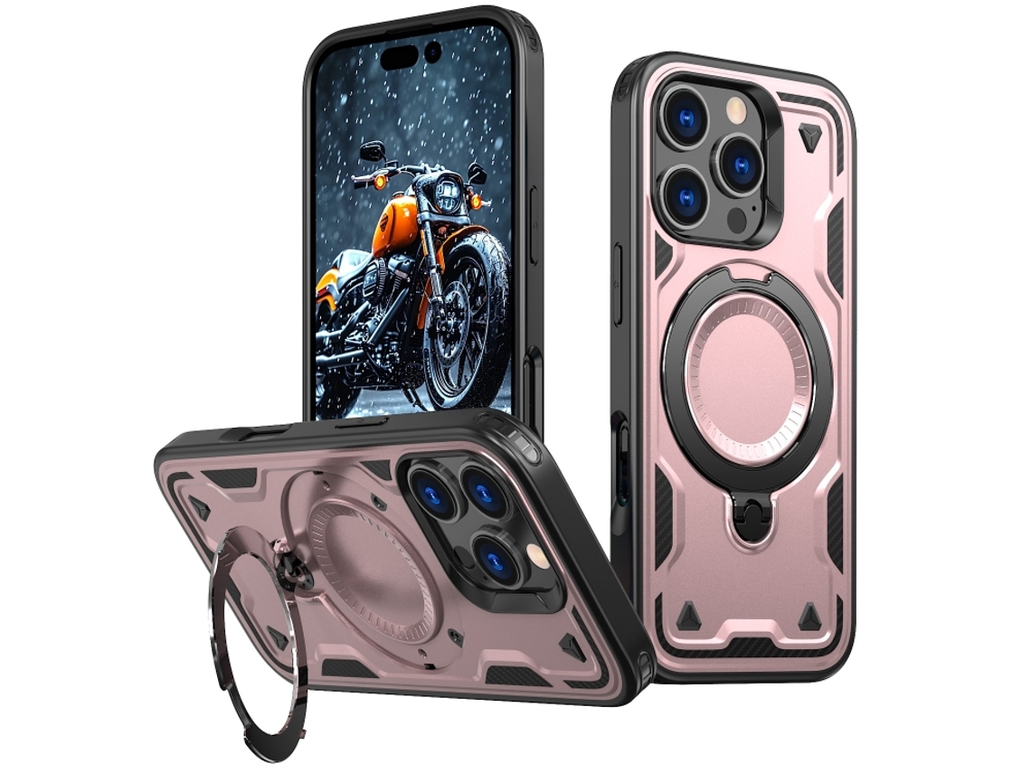 Capa Armor Híbrida Pc Tpu Para Iphone 16 Pro - Suporte De Anel Magsafe