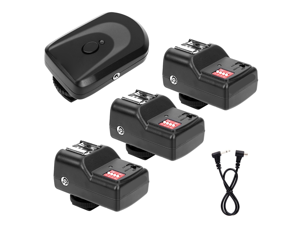433mhz 16 Channel Wireless Flash Trigger Set With 1 Transmitter 3 Receivers 1 Sync Wire Cable LAXISCREED