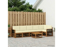 Vidaxl Conjunto De Sofás Para Exterior 7 Pcs Natural E Creme Poliéster