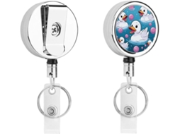 Porta Crachá Retrátil Bubbles And Duck Com Clipe Cinto E Chaveiro De Metal, Porta Cartão De Identificação Durável E