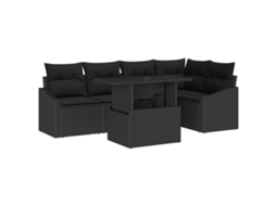 Conjunto 6 Conjunto De Sofá De Jardim Vidaxl Preto Vime Pe (100 X 55 X 73 Cm)