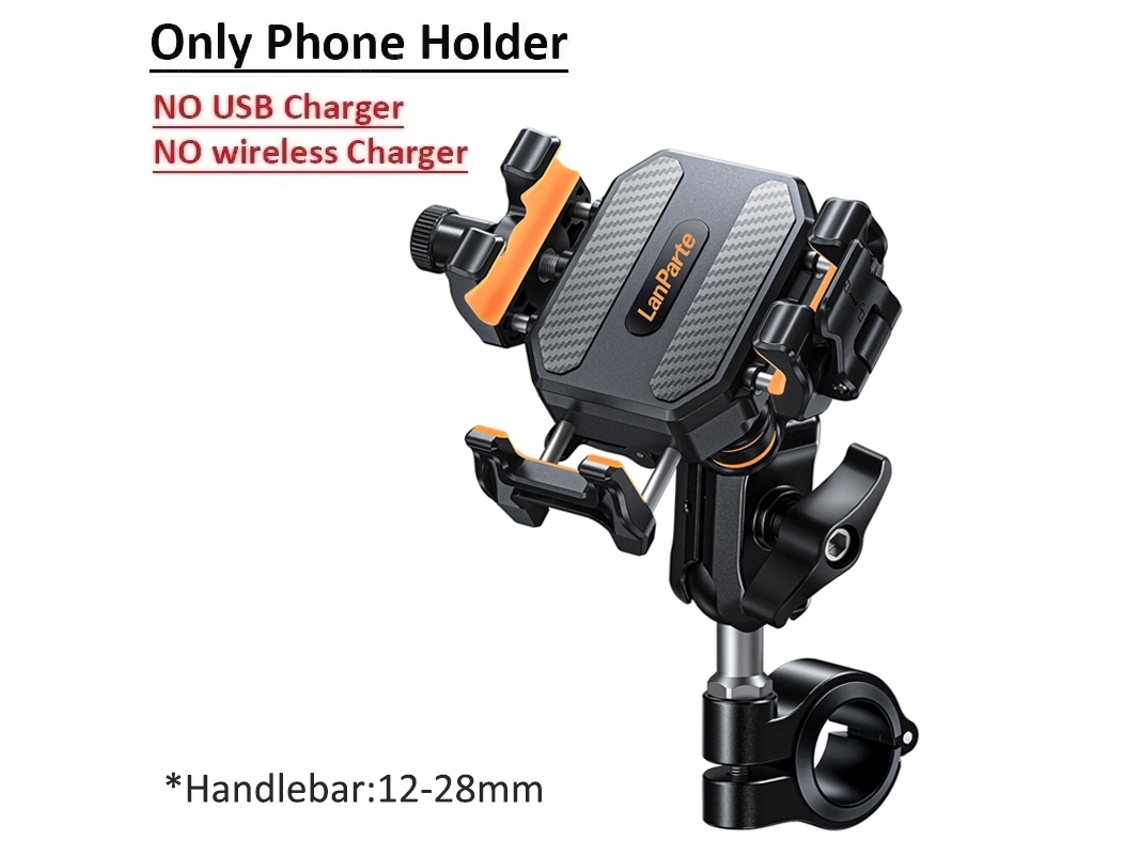 Suporte Para Celular Para Motocicleta À Prova De Choque Com Carregamento Sem Fio De 15 W E Carregamento Rápido Usb-c De 36 W.