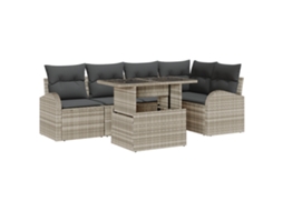Conjunto 6 Móveis De Jardim Vidaxl Cinzento-claro Vime Pe (100 X 55 X 73 Cm)