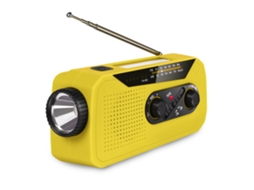 Rádio Portátil com Manivela e Energia Solar, Amarelo AQUAFORGE