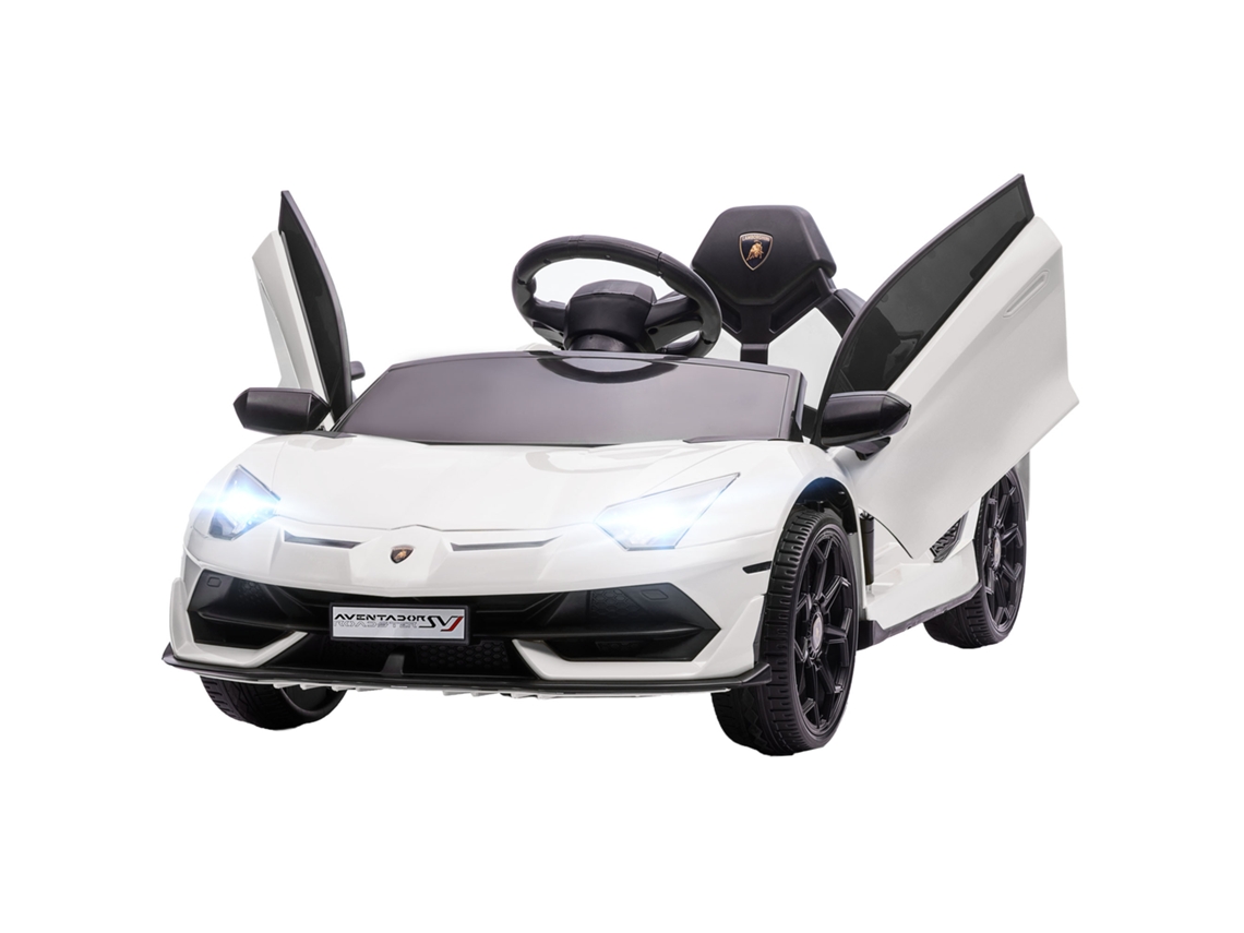 Carro Elétrico Infantil 12v (2 Motores, Controle Remoto 2.4g, Faróis, Buzina, Música, 3 5km/h, Branco)