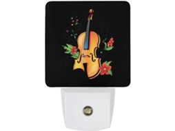 Luminária noturna LED em formato de violino com sensor crepuscular.