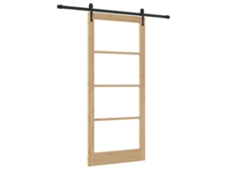 Conjunto 1 Porta Deslizante Vidaxl Castanho Madeira De Pinho Maciça (93 X 211 Cm)