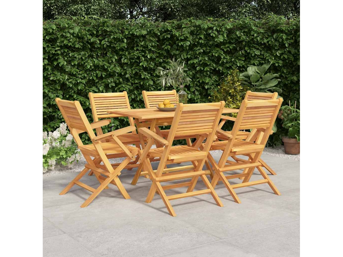 Vidaxl Conjunto De Jantar Para Jardim 7 Pcs Madeira De Teca Maciça