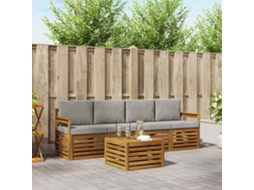 Vidaxl Conjunto De Sofás Para Exterior 5 Unid. Cinza Natural E Claro