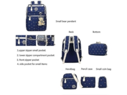 Mochila Adanina Wave Point Para Estudantes, Bolsa Casual Para Ensino Fundamental Olysi Shop