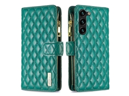 Capa De Couro Com Zíper E Estampa De Diamante Para Samsung Galaxy S23+ 5g