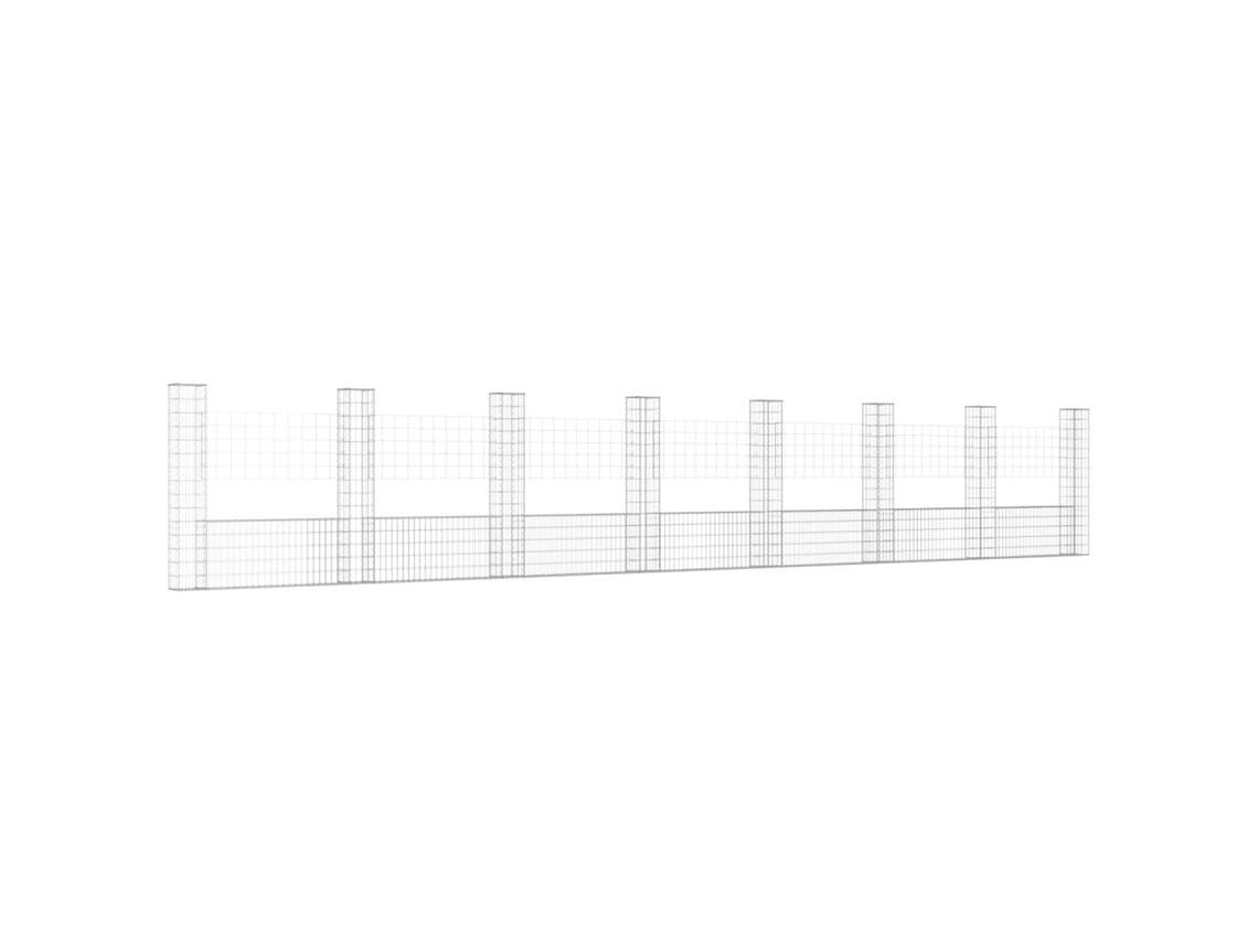 vidaXL Cesto gabião em forma de U c/ 8 postes 860x20x150 cm ferro
