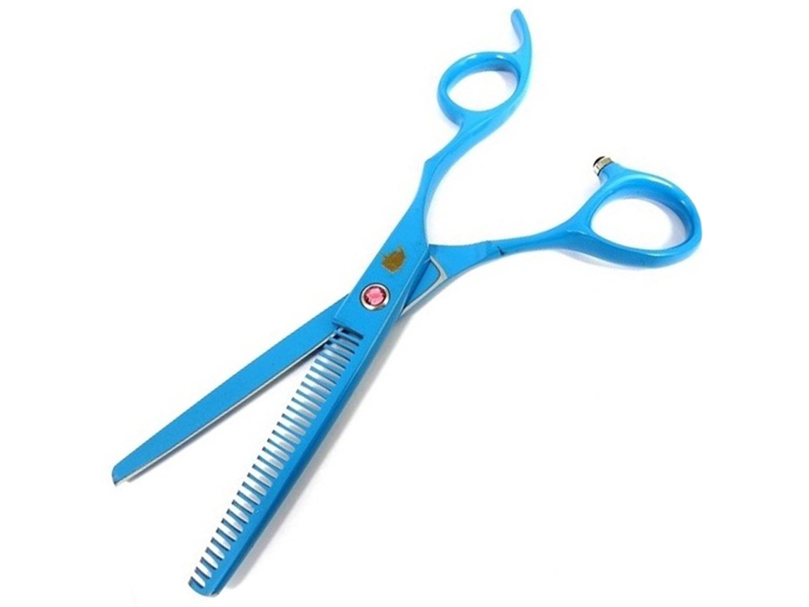 Tesoura De Barbeiro Elysve 6.0 Polegadas, Cor Azul, Corte Preciso, Para Salão E Uso Doméstico, Acabamento Profissional