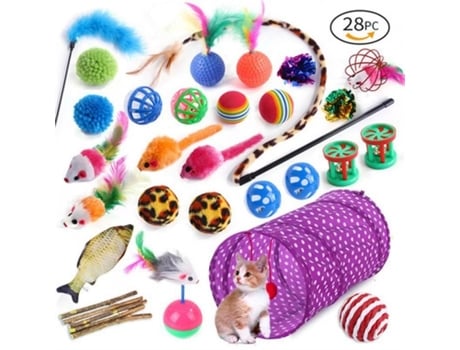 Brinquedos de gato multicolorido brinquedo de gato pena mouse brinquedo presente de natal para gato gatinho felino 28pc HAUTSTORE