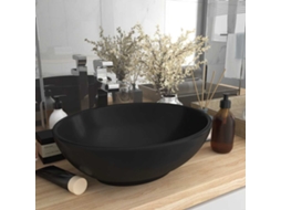 Vidaxl Lavatório Luxuoso Formato Oval 40x33 Cm Cerâmica Preto Mate