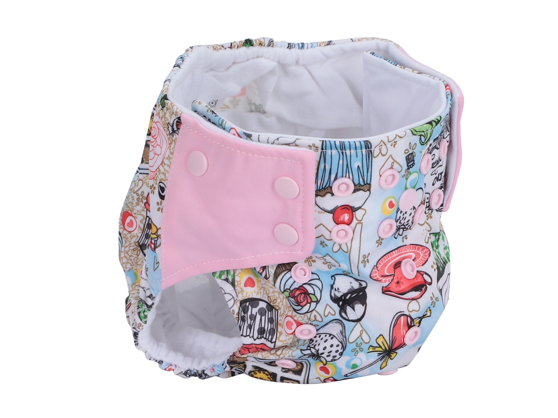 Mali fraldão de Tecido Lavável Reutilizável para Bebê Ajustável One Size Estampado
