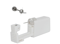 Piercing De Orelha, Dispositivo Descartável Para Perfuração, Estéril, Com Brincos De Aço Inoxidável (1 Par - Diamante Branco De 4 Mm) Spqment