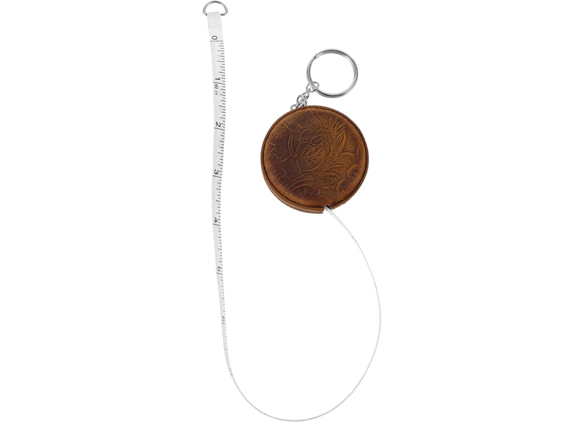 Fita Métrica Redonda Pequena Luxshiny, Em Couro Bovino Marrom, Retrátil Com Design Vintage, 1, 5m, Ideal Para Medições