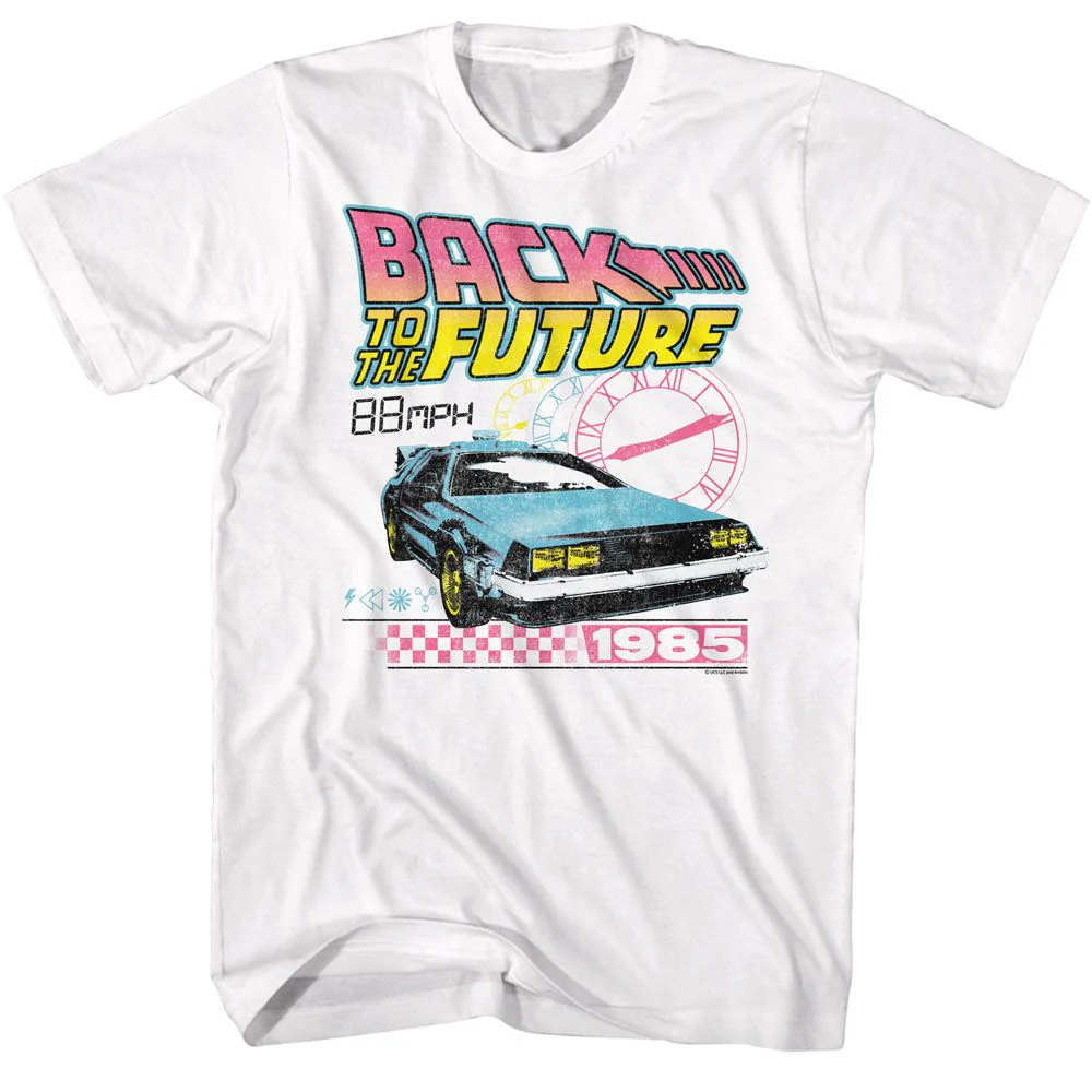 Unisex Adult T-shirt Rockinstone Back To The Future Movie Btf Clocks White Sizexl