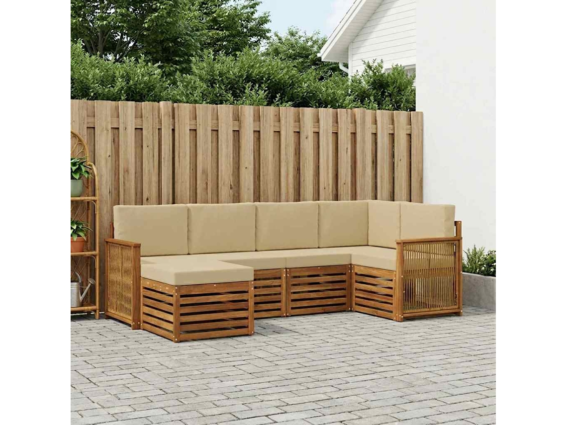 Vidaxl Conjunto De Sofás Para Exterior 5 Unid. Natural