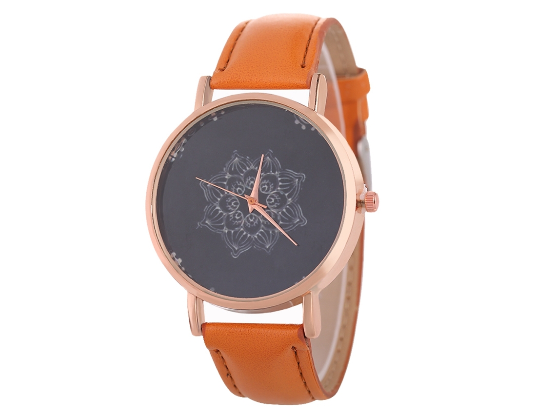Reloj Quartz Analógico De Pulsera Casual Estilizado Unisex Con Correa Pu (café Claro)