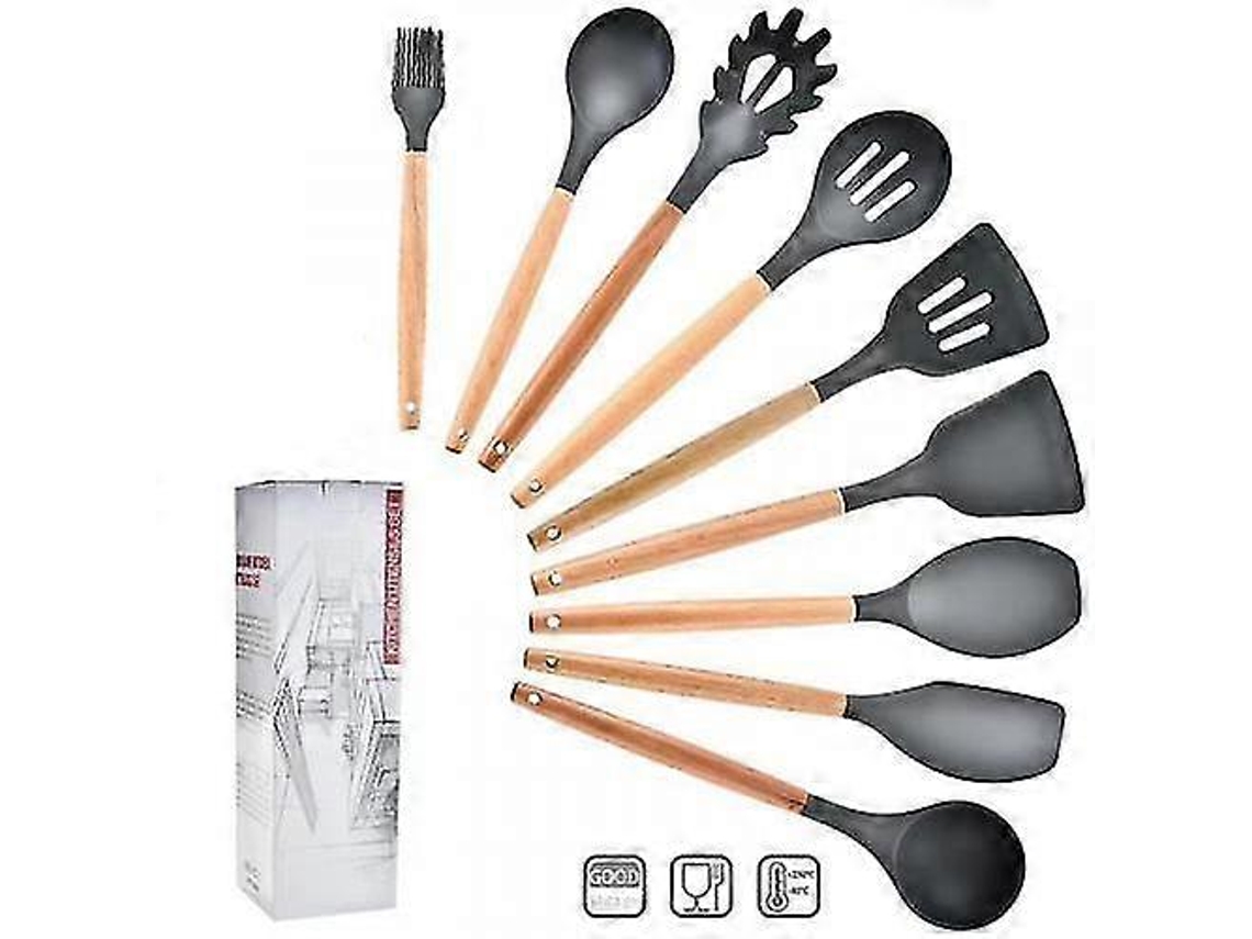 Jogo De Utensílios De Cozinha De Silicone Com 8/9/11 Peças | Jogo De Utensílios De Cozinha Com 9 Peças Aquaforge