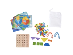 Brinquedo De Quebra-cabeça Musthroom Nali Para Crianças +3, Tabuleiro De Pinos Coloridos E Arte Com Botões, Educação Infantil 2 Em 1