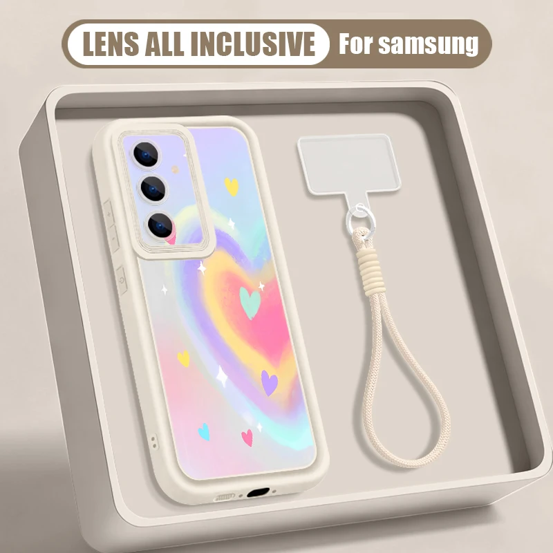 Capa Para Celular Samsung Com Cordão E Estampa De Coração (marrom Claro)