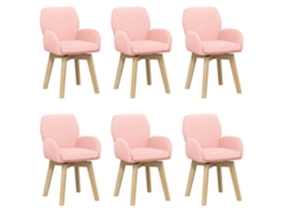 Maison Exclusive - Cadeiras De Jantar Giratórias 6 Unid. Bouclé Rosa
