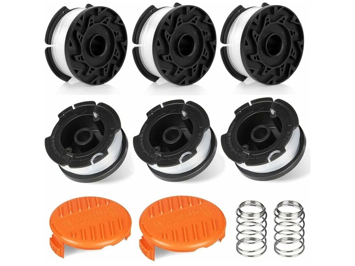 Compatível com Black+decker Kit com 6 Carretéis de Fio e Tampas para Aparador de Grama AQUAFORGE