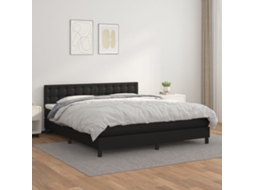 Cama Com Molas/colchão 160x200 Cm Couro Artificial Preto