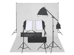 Vidaxl Kit De Estúdio Fotográfico Com Conjunto De Iluminação E Fundo