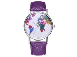 Relógio masculino esportivo analógico de quartzo com pulseira de couro PU (roxo)