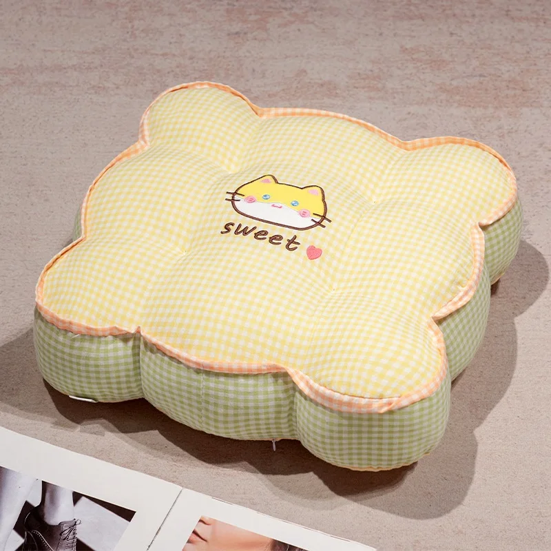 Almofada de Encosto Dupla Face Xadrez para Adultos, Macia e Confortável MDUG (gato Amarelo 45cm)