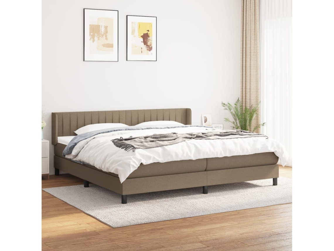 Vidaxl Cama com Molas/colchão 200x200 Cm Tecido Castanho acinzentado
