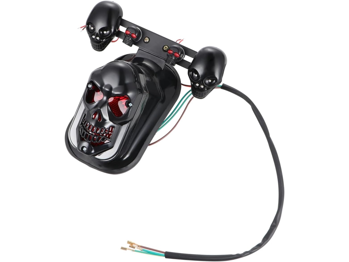 Lanterna Traseira Para Motocicleta,com Caveira Decorativa,acabamento Eletrogalvanizado Preto,