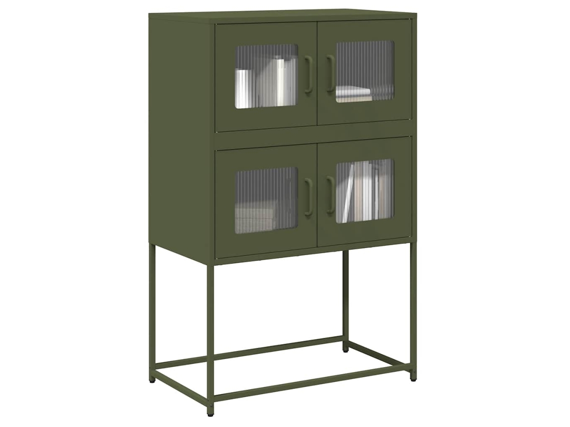 Vidaxl Aparador Alto 68x39x107 Cm Aço Verde Azeitona