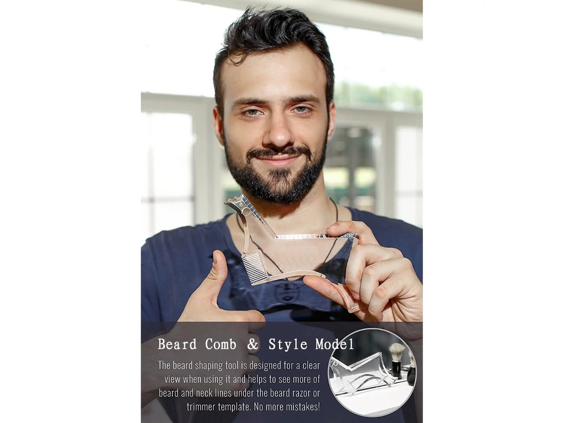 Molde Para Barba E Bigode Em Abs, Branco Para Aparar Barba E Bigode Elysve