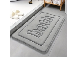 Tapete de Banheiro/entrada Decorativo em Flanela, Antiderrapante e Absorvente, com 1,2 Cm de Espessura, na Cor Cinza. MDUG
